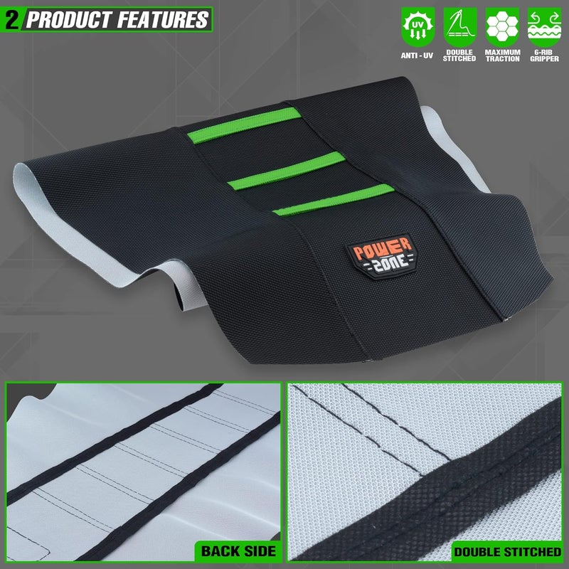 fewfuss Universial Dirt Bike Seat Cover - Soft Ribbed Rubber Seat Covers for Motorcross Enduro Green - Image 3